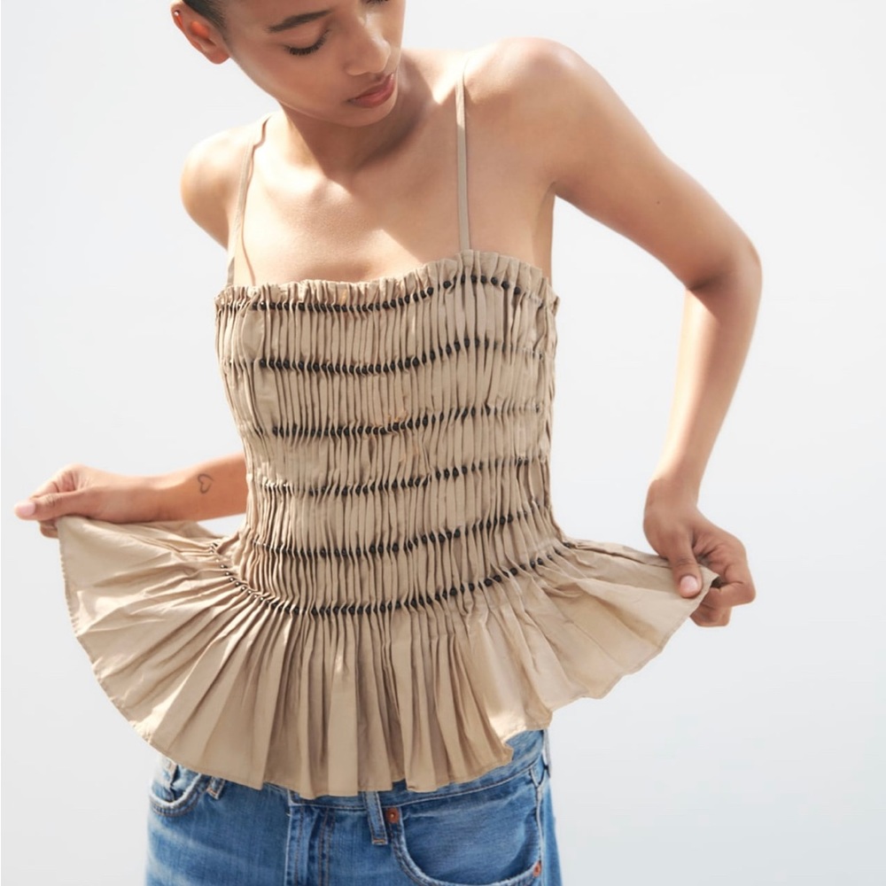 Zara Beaded Poplin Top